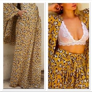 Free People Leopard Print Skirt - Yellow and Brown
